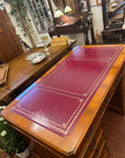 Vintage Twin Pedestal Yew Wood Large Desk Leather Top (SKU131)