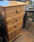 Narrow Pine Chest Of Five Drawers (SKU161)