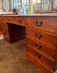 Antique Style Yew Wood Partners Desk Leather Top With Key (SKU136)