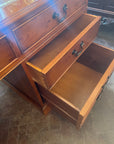 Antique Style Yew Wood Partners Desk Leather Top With Key (SKU136)
