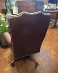 Leather Vintage American North Hickory Chair Swivel Adjustable Height (SKU139)
