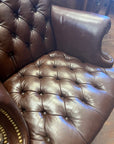 Leather Vintage American North Hickory Chair Swivel Adjustable Height (SKU139)