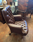 Leather Vintage American North Hickory Chair Swivel Adjustable Height (SKU139)