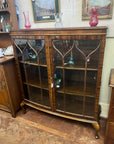 Vintage Walnut Glazed Display Cabinet With Key (SKU63)