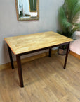 Vintage Oak Dining Table Painted Brown Legs (SKU56)