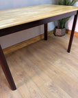 Vintage Oak Dining Table Painted Brown Legs (SKU56)