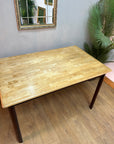 Vintage Oak Dining Table Painted Brown Legs (SKU56)