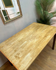 Vintage Oak Dining Table Painted Brown Legs (SKU56)