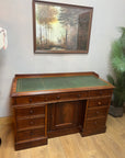 Antique Victorian Twin Pedestal Desk Leather Top (SKU124)