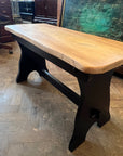 Solid Oak Wavy Edge Trestle 2 Seater Bench / Coffee Table (SKU56)