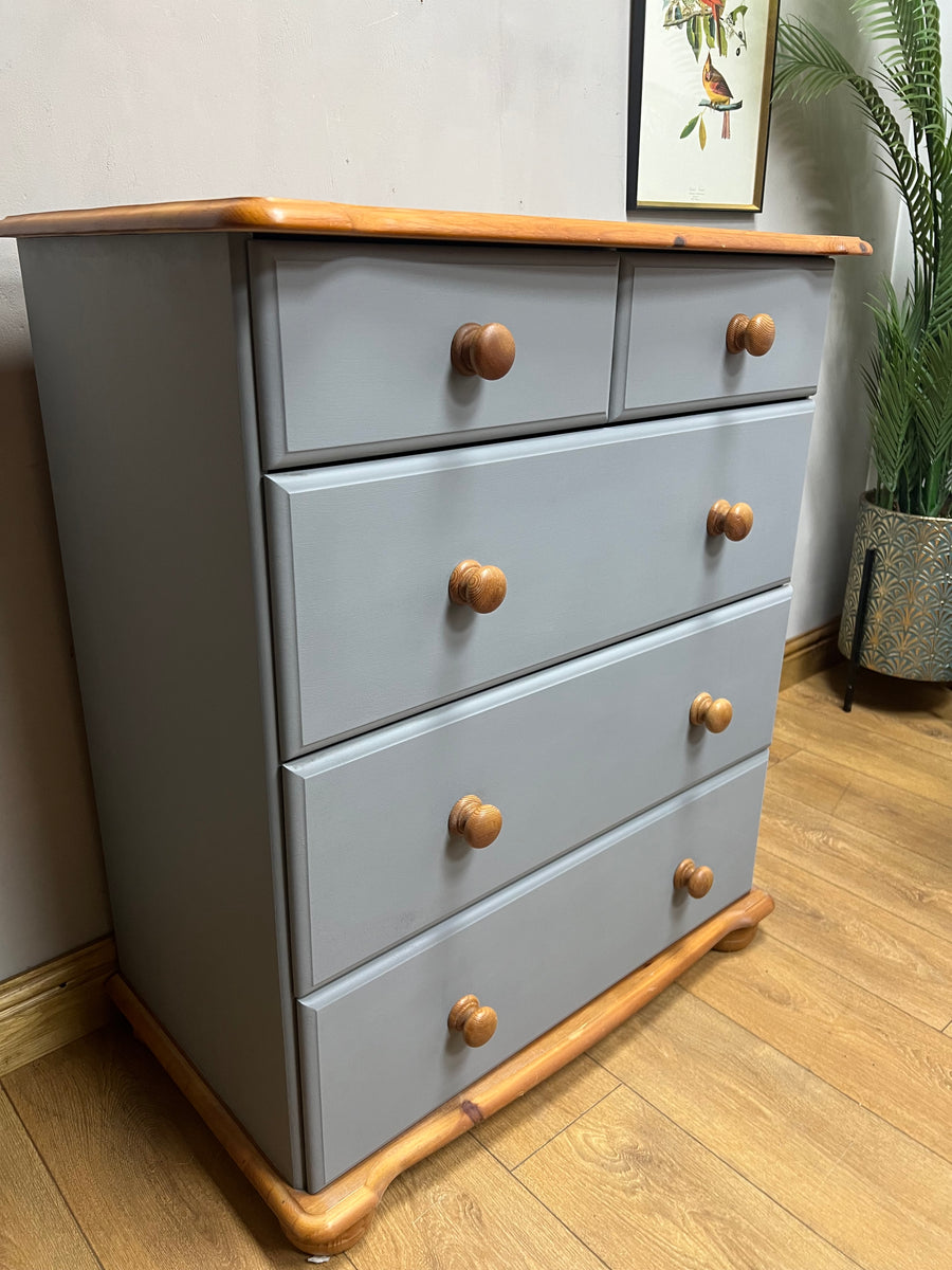 Pine Chest Drawers Painted Pale Blue (SKU168)