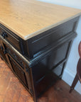 Vintage Oak Wooden Sideboard Painted Black Base (SKU059)