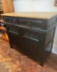 Vintage Oak Wooden Sideboard Painted Black Base (SKU059)
