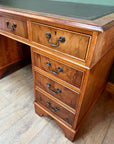 Vintage Twin Pedestal Desk Leather Top With Key (SKU134)