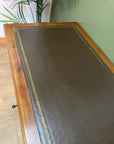 Vintage Twin Pedestal Desk Leather Top With Key (SKU134)