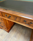Vintage Twin Pedestal Desk Leather Top With Key (SKU134)