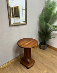 Vintage Art Deco Figured Walnut Pedestal Occasional Side Table (SKU91)