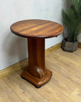 Vintage Art Deco Figured Walnut Pedestal Occasional Side Table (SKU91)