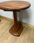 Vintage Art Deco Figured Walnut Pedestal Occasional Side Table (SKU91)