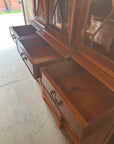 Vintage Yew Wood Glazed Bookcase Display Cabinet (SKU71)
