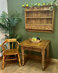 Antique Pine Small Dining Table With Drawer (SKU32)