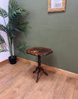 Vintage Italian Walnut Top Floral Inlay Side Table (SKU92)