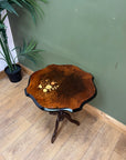 Vintage Italian Walnut Top Floral Inlay Side Table (SKU92)