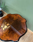 Vintage Italian Walnut Top Floral Inlay Side Table (SKU92)