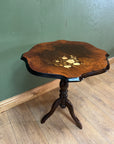 Vintage Italian Walnut Top Floral Inlay Side Table (SKU92)