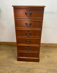 Vintage Yew Wood Suspension 3 Drawer Filing Cabinet (SKU136)
