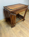 Vintage Nest of 4 Tables Carved Teak Wood (SKU63)