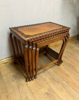 Vintage Nest of 4 Tables Carved Teak Wood (SKU63)