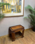 Vintage Nest of 4 Tables Carved Teak Wood (SKU63)
