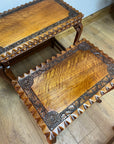 Vintage Nest of 4 Tables Carved Teak Wood (SKU63)