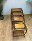 Vintage Nest of 4 Tables Carved Teak Wood (SKU63)