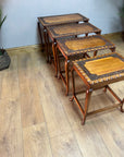 Vintage Nest of 4 Tables Carved Teak Wood (SKU63)