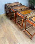 Vintage Nest of 4 Tables Carved Teak Wood (SKU63)