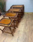 Vintage Nest of 4 Tables Carved Teak Wood (SKU63)