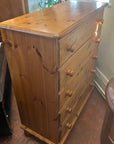 Pine Chest Of Five Drawers On Bun Feet (SKU156)