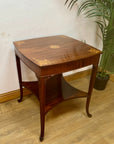 Antique Two Tier Occasional Table Delicate Marquetry Slender Cabriole Legs (SKU76)