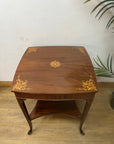 Antique Two Tier Occasional Table Delicate Marquetry Slender Cabriole Legs (SKU76)