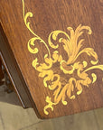 Antique Two Tier Occasional Table Delicate Marquetry Slender Cabriole Legs (SKU76)