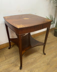 Antique Two Tier Occasional Table Delicate Marquetry Slender Cabriole Legs (SKU76)