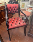 Regency Style Mahogany Red Leather Button Back Desk Armchair (SKU121)