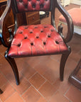 Regency Style Mahogany Red Leather Button Back Desk Armchair (SKU121)
