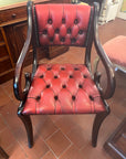 Regency Style Mahogany Red Leather Button Back Desk Armchair (SKU121)