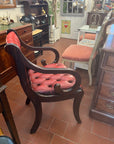 Regency Style Mahogany Red Leather Button Back Desk Armchair (SKU121)