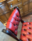 Regency Style Mahogany Red Leather Button Back Desk Chair (SKU122)