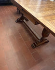 Antique Oak Solid Top Draw Leaf Dining Table and A Carved Base (SKU36)