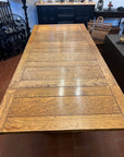 Antique Oak Solid Top Draw Leaf Dining Table and A Carved Base (SKU36)